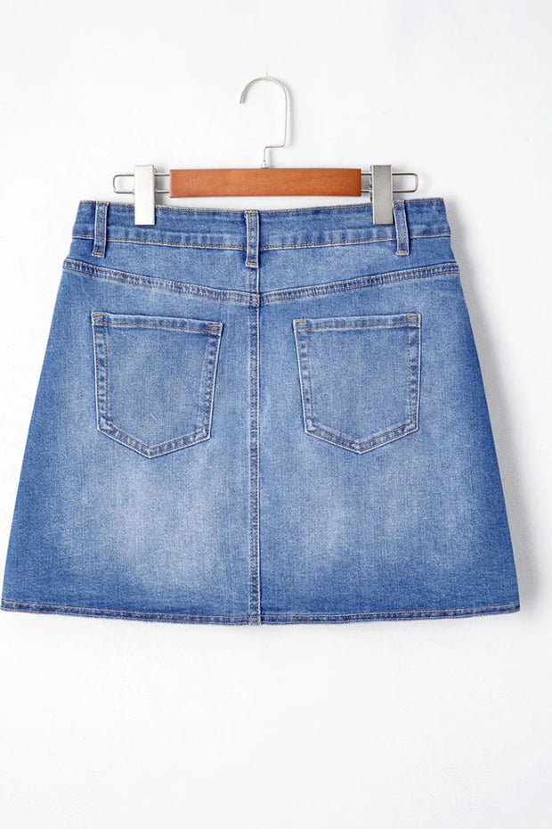 Wrapped Crossed Waist Denim Mini Skirt www.nizzadesign.com