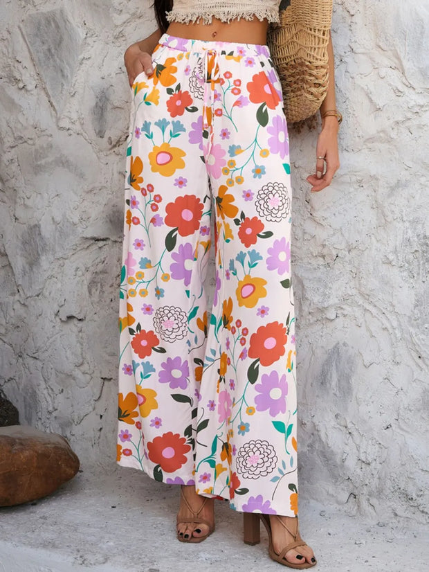 Devine Drawstring Printed Wide Leg Pants www.nizzadesign.com
