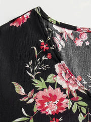 Plus Size Floral Flare Sleeve Dress www.nizzadesign.com