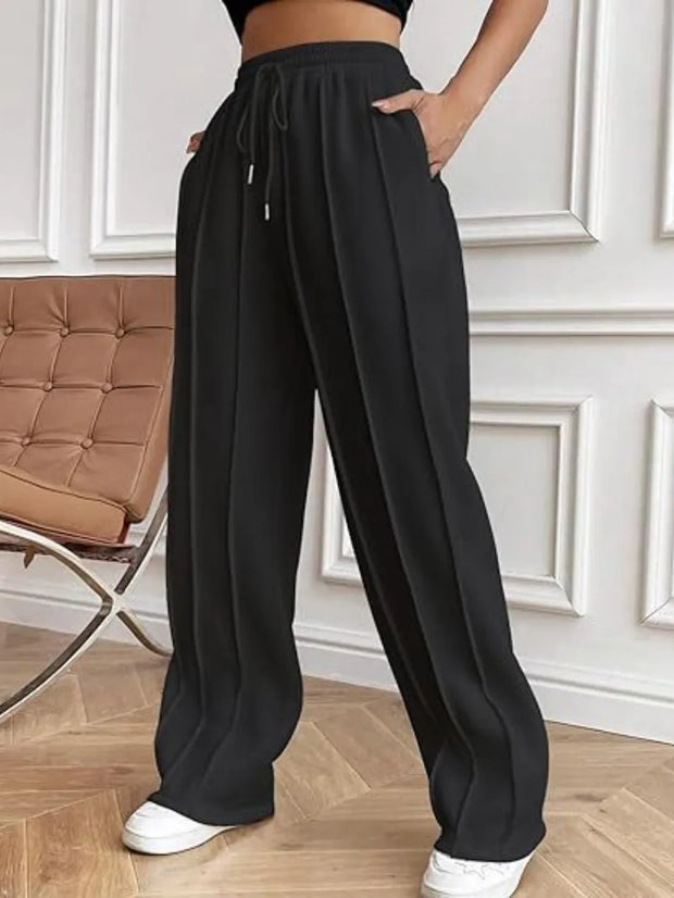 Drawstring Wide Leg Pants with Pockets www.nizzadesign.com
