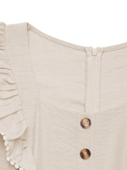 Square Neck Ruffled Wide Leg Jumpsuit www.nizzadesign.com