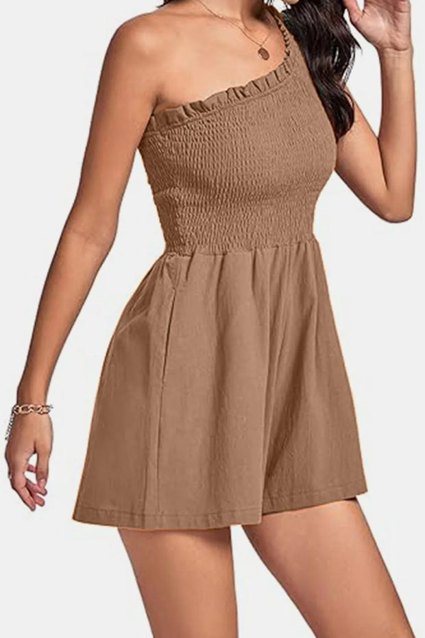 Smocked Single Shoulder Romper www.nizzadesign.com