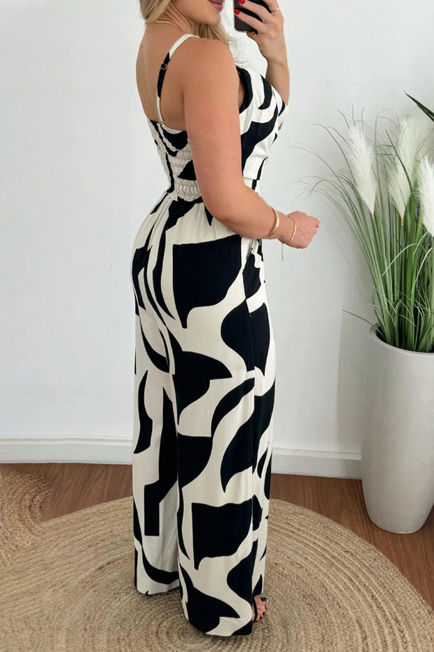 Two-Tone Spaghetti Strap Wide Leg Jumpsuit www.nizzadesign.com