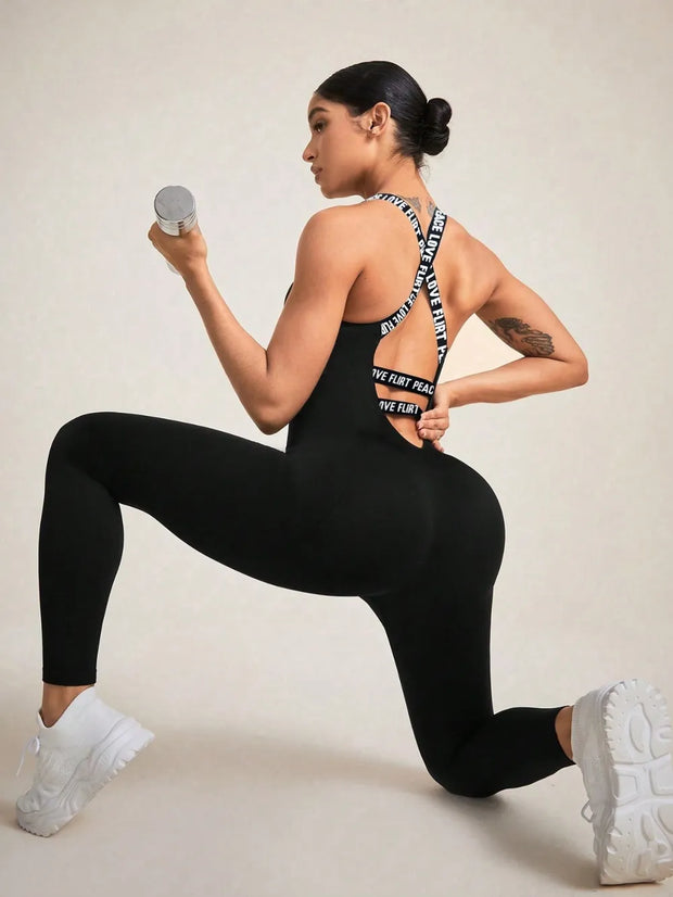 Crisscross Back Sleeveless Active Jumpsuit www.nizzadesign.com
