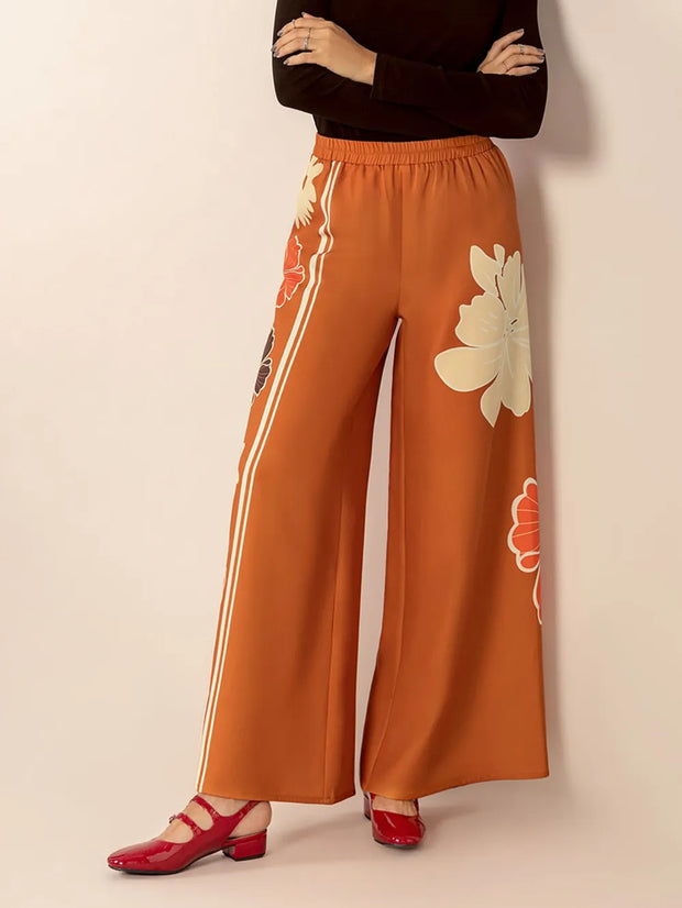 Printed Elastic Waist Wide Leg Pants www.nizzadesign.com