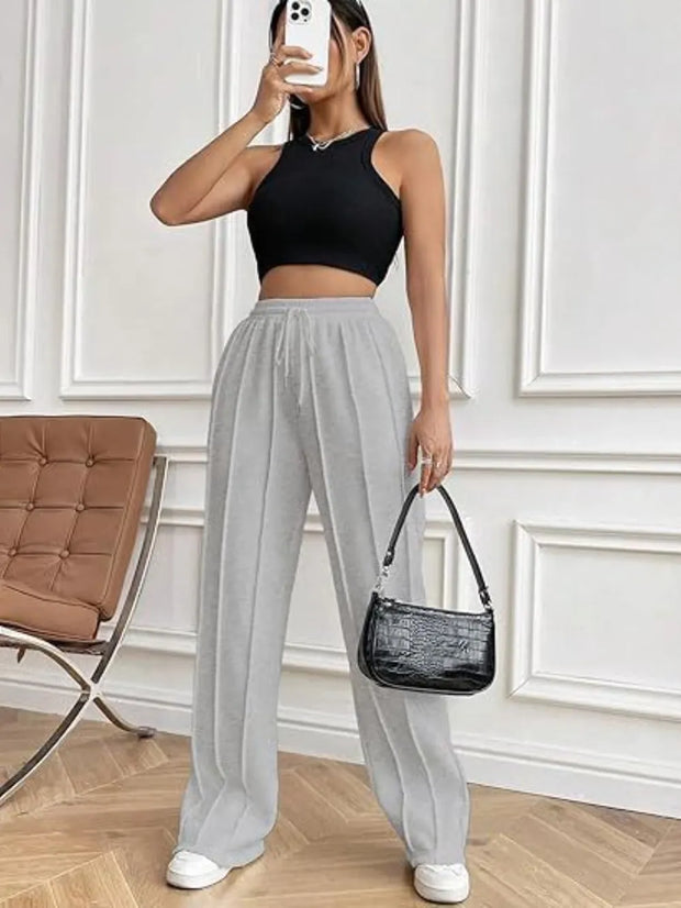 Drawstring Wide Leg Pants with Pockets www.nizzadesign.com