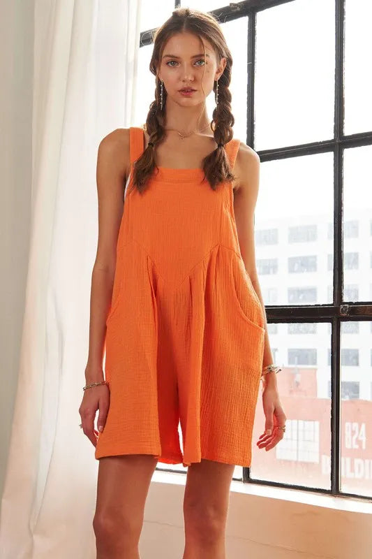 ADORA Wide Leg Overall Romper ORANGE www.nizzadesign.com