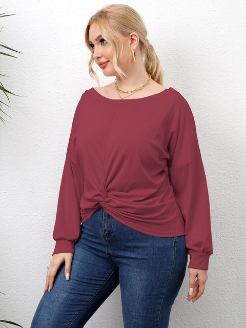 Plus Size Twisted Drop Shoulder T-Shirt www.nizzadesign.com