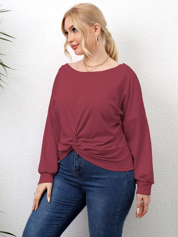 Plus Size Twisted Drop Shoulder T-Shirt www.nizzadesign.com