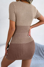 Color Block Cutout Short Sleeve Sweater Dress www.nizzadesign.com