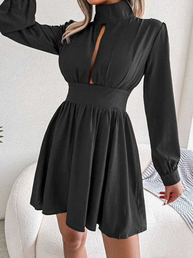 Cutout Turtleneck A-Line Mini Dress www.nizzadesign.com