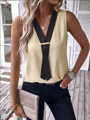 Full Size V-Neck Contrast Tank Plus Size www.nizzadesign.com