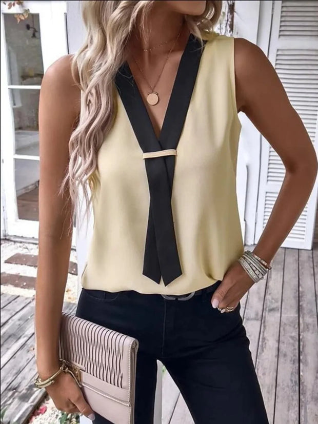 Full Size V-Neck Contrast Tank Plus Size www.nizzadesign.com