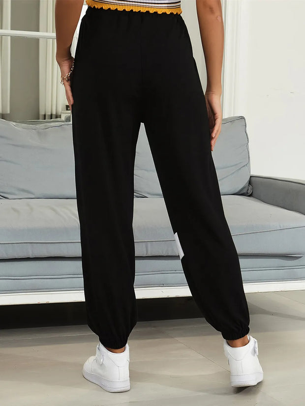 Drawstring Contrast Joggers with Pockets www.nizzadesign.com
