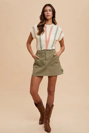 Annie Wear Cargo Denim Mini Skirt www.nizzadesign.com