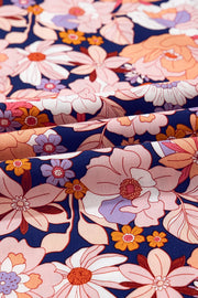 Floral Print Smocked High Waist Square Neck Jumpsuit www.nizzadesign.com
